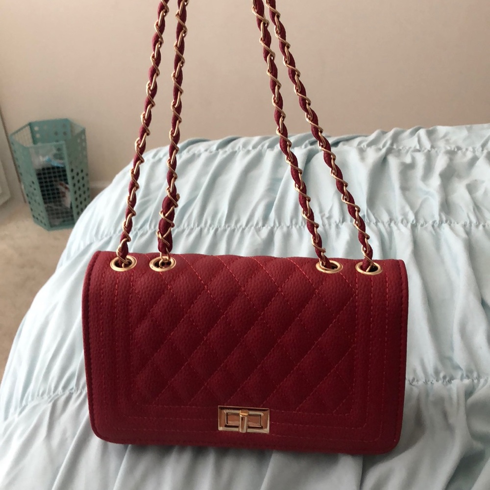 Red Quilted Shoulder/ Crossbody Purse